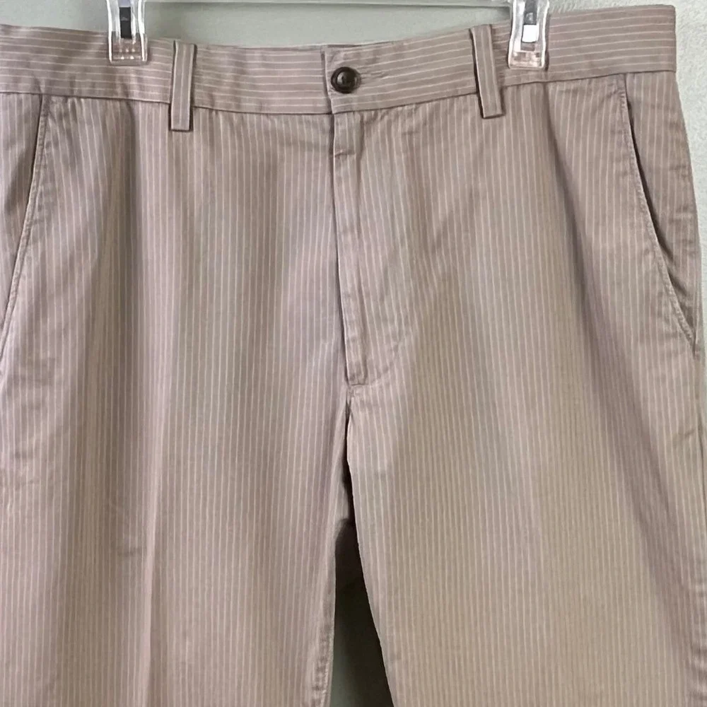 Banana Republic Boot Cut Pinstriped Tan‎ Slacks 100% Cotton 36x30 Men's